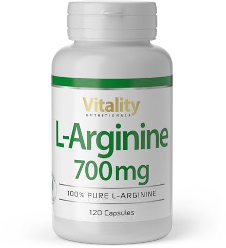 L-Arginin Hochdosiert 700 mg. Essenzielle Aminosäure 100% natürlich aus Fermentation (120 Kapseln) Hohe Bioverfügbarkeit & Bioaktivität. Premium L-Arginine Vitality Nutritionals by VitaminExpress