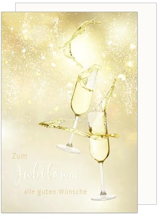 Edition Seidel Premium Glückwunschkarte zum Jubiläum mit Umschlag. Jubiläumskarte Ehrentag Grusskarte Billet Mann Frau Feier Firma Sektgläser (J130 SW024)