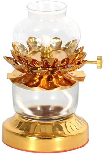 TiStm Free Before Buddha Lámpara de ghee de luz larga for el hogar Exquisita lámpara de queroseno Lámpara de combustible retro de loto Iluminación interior Lámpara de aceite artesanal for estudio Rest
