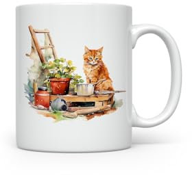 MAXIKIWI - Tasse à café ou à thé en céramique lisse et durable pour la maison ou le bureau – Parfait pour toutes les occasions – Chats en automne – 300 ml