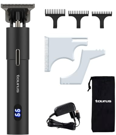 Taurus Precission hårklippare | Batteridriven | 4 timmars batteritid | Blad i rostfritt stål | Enkel rengöring | Digital display | 3 styrkammar + 2 skärmallar | Lätt