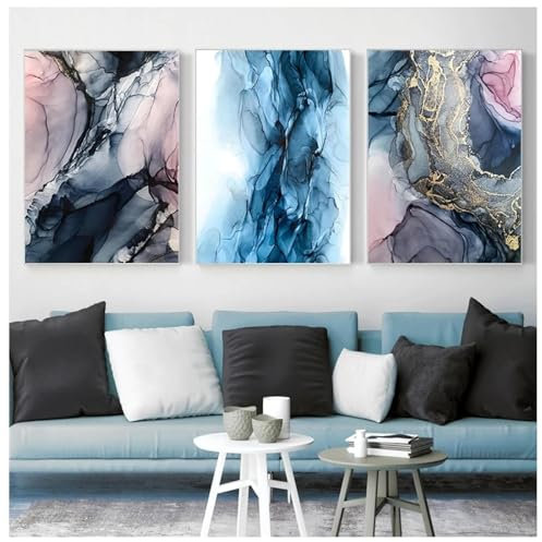 NXMYDBD Abstraktes Wolken-Leinwandgemälde, bunte Wandkunst, nordischer Posterdruck, zeitgenössisches kreatives Bild, Wohnzimmerdekoration, 70x90cm (28x35 Zoll) x3, ungerahmt