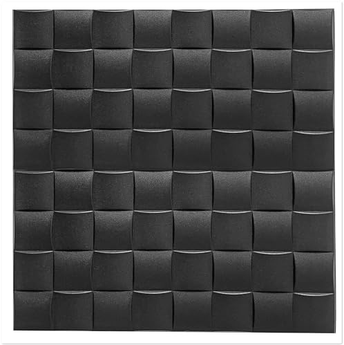 Lot de 40 panneaux 3D de 10 m² en polystyrène - 50 x 50 cm - Panneaux de plafond - Panneaux muraux - Décorations, plafonds - Revêtement mural - 2 à 3 mm d'épaisseur - polystyrène XPS 0816 - Noir