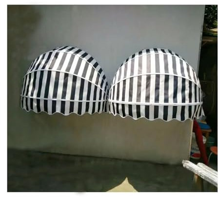 Door Awning Dome Awning，With Support Arms Foldable Sun Shade Shelter, Outdoor Window Awning Door Canopy Foldable Canvas Dome Awning, For Residential And Commercial(A,Diameter:120cm/47.24in)