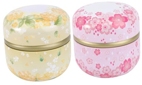 SHOWERORO Set 2 Barattoli Da Tè in Da 50 g Contenitori in Metallo Decorativi Per Tè Profumato e Caramelle Scatole Stagnata e Design Per Cucina e Soggiorno