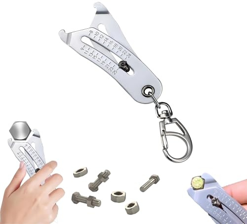 LOUPKC Comprobador de roscas portátil y preciso, llavero, comprobador de roscas de tuercas y pernos nuevo 2024 en pulgadas y métricas, calibres de identificación de roscas y tamaños de pernos for iden