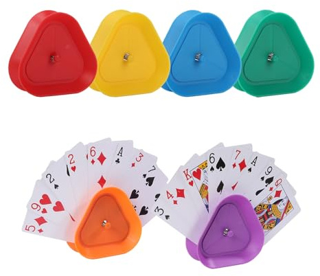 GHERPTE Playing Card Games Holder,6 Pack Triangle Shaped Hands-Free Playing Card Holder for Kids,Adults,Seniors,Poker Parties,Family Card Game Nights&Classroom Activities,6 Colors