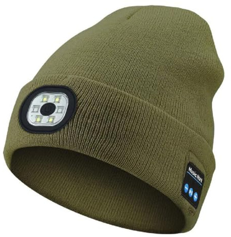 GUSHE Bluetooth-Mütze mit LED-Licht & abnehmbaren Lautsprechern,LED-Licht Bluetooth Warm Hut,LED beleuchtete Bluetooth Beanie,wiederaufladbare USB-Laufmütze