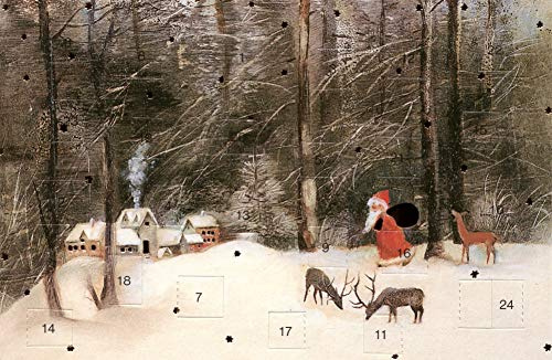 Hochwertige nostalgische Adventskalenderkarte Weihnachten im Wald 5 Stück
