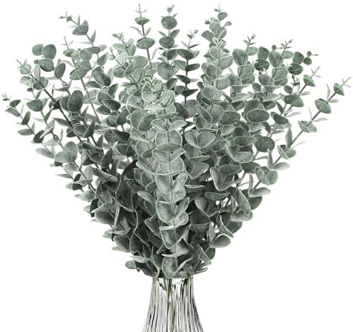 SHUOHONG 30 Piezas Eucalipto Seco Plantas Artificiales Decorativas, Eucalipto Flores Artificiales Decoracion, Flores Secas Decoracion, Preservado Arreglos Florales (D)