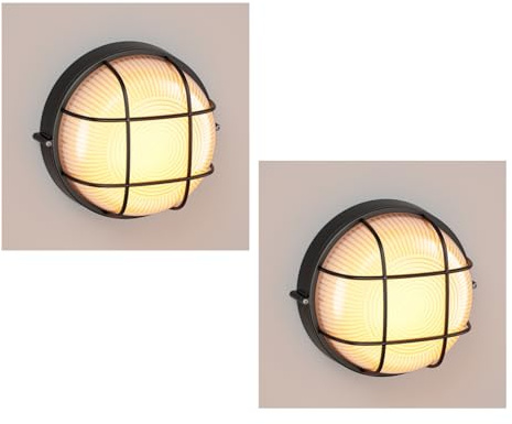 ledscom.de 2 st fuktighetsbeständiga lampor, källarlampa KERU, rund, svart, IP44, inkl. GX53 LED, 509 lm, varmvitt