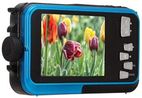 Fotocamera Subacquea, Fotocamera Digitale Fotocamera Digitale Impermeabile con Alta Risoluzione 2,7K 48MP 10 Piedi per Fotografia all'aperto (BLUE)