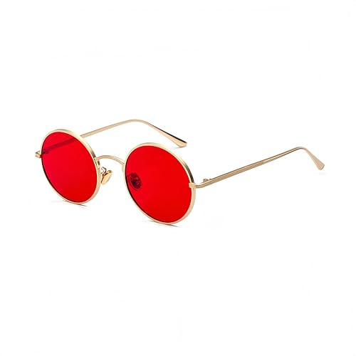 WDZAYXC Retro Runde Metallrahmen Sonnenbrille für Damen und Herren,UV400 Schutz