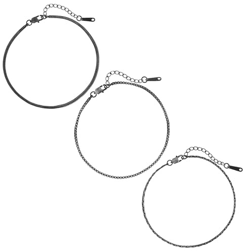 Made by Nami Bracelet Homme Set 3 Pièces Acier Inoxydable Cuban Link Argent Or Étanche 18-21cm