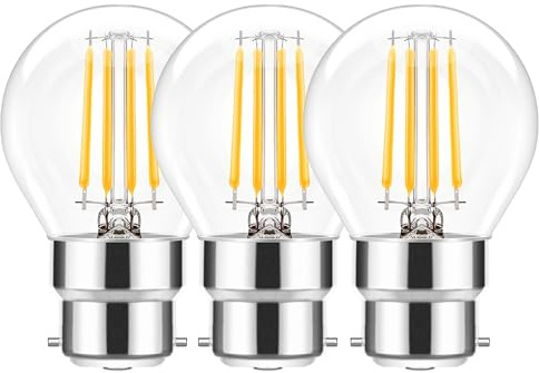 Bayonet Light Bulb 6W, B22 Filament Golf Ball Bulbs Warm White 60W, 3Pack