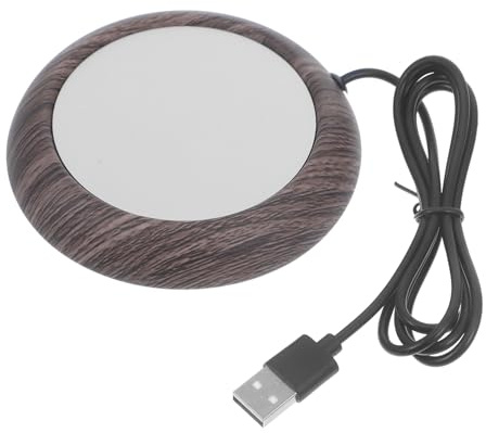 Elektrischer Tassenwärmer für Kaffee und Milch, USB Betrieben | Runde Ausführung aus Aluminium und Eisen, Braun, für Schreibtisch Inklusive USB Stromversorgung