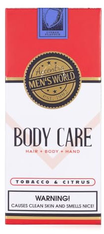 Accentra CIGARETTE Distributeur de savon 3 en 1 pour cheveux, corps et main – Savon liquide dans un distributeur à pompe décoratif aspect boîte à cigarettes, 270 ml, parfum : tabac et agrumes, idée