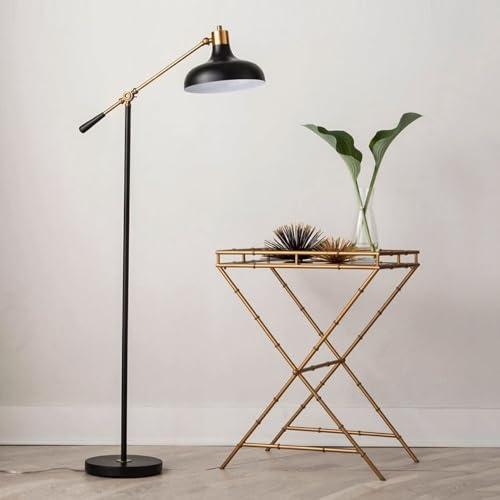Elegant Black Vertical Lamp Polished Metal Indoor Reading Light Stylish Pedestal Design for Living Room & Bedroom Modern Decorative Lighting Solution