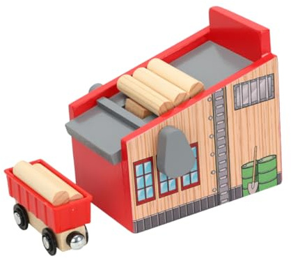 BRIGHTFUFU Set Accessori in Legno Per Giocattolo Ferroviario, Blocchi Di Legname Educativi Per Bambini, Kit Trasporto Legna Da Ardere, Sicuro e Compatto, Gioco Creativo Per Sviluppo Cognitivo