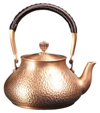 Handmade Copper Tea Pot,Stovetop Teapot with Non Slip Handle, Vintage Hammered Copper Teapot Water Pitcher for Tea Office Boiling Water