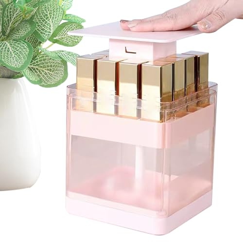 Organizzatore per rossetto – Custodia compatta 13 x 12 x 12 cm, scatola per trucco in ABS trasparente, contenitore portatile a 12 scomparti con coperchio di facile accesso, espositore c