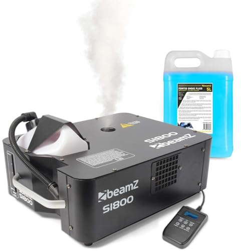 BeamZ S1800 DMX Nebelmaschine 2in1 - Vertikal & Horizontal mit 5 Liter Nebelfluid, 1800 Watt Rauchmaschine, Party Nebel für professionelle Shows, Smoke Machine für Hochzeiten, DJs, und Partys