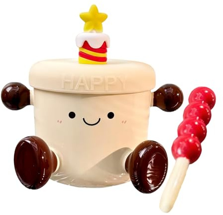 Iouyjiu Tazza da caffè in ceramica, antipolvere, per tè, bevande, caffè, cappuccino, latte, vino, succo, birra, cucina, bar, ristorante, casa, compleanno, Natale