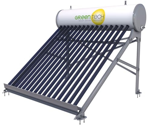 GreenTechSolar Système thermique solaire sans pression avec tubes sous vide - Thermosiphon - Chauffe-eau solaire - Acier inoxydable (intérieur), isolation PU 5 cm, résistant à la grêle jusqu'à 2,5 cm