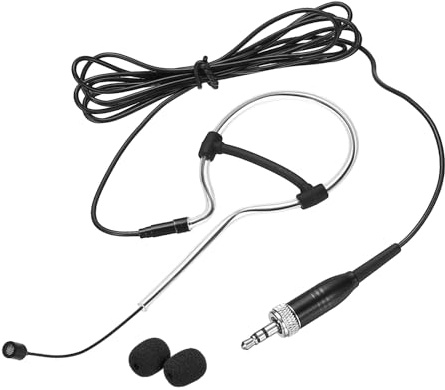 sourcing map Ear Hook Headset Microphone, Single Over Ear Set Hanging Omnidirectional Wired Audio Condenser Microphone Headset with 3.5mm Female Screw Plug 3.9ft Cable, Black