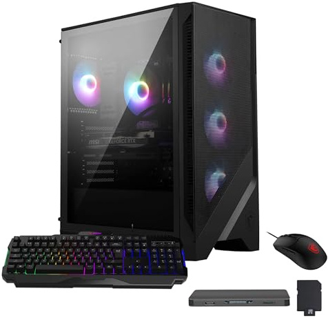 msi Codex R2 AI Gaming Desktop, Intel Core Ultra 7 265, NVIDIA GeForce RTX 5060 8GB GDDR7, 32GB DDR5, 3TB Storage (2TB SSD+1TB Docking Station), RGB Cooling, Wi-Fi 6E, Keyboard & Mouse, Win 11, Black