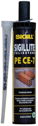Sigill Tassello Chimico Resina Poliestere 300 ml. Ancorante Chimico Senza Stirene per Calcestruzzo e Muratura Piena e Forata, Tasselli Chimici Alta Resistenza M8-M16