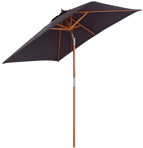 Outsunny Parasol de Jardin Extérieur Rectangulaire 2x1,5x2,3m Gris Foncé