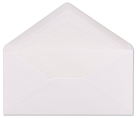 25 DIN Lang Briefumschläge - Weiss 11 x 22 cm mit weißem Seidenfutter - 100 g/m² - Nassklebung - für Einladungen, Weihnachtskarten, Glückwunschkarten