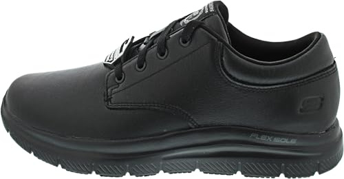 Skechers Men's Flex Advantage Slip Resistant Work Uniform Dress Shoe, Black Leather, 9 UK