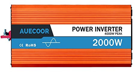 AUECOOR 2000W Pure Sine Wave Inverter Solar Power Inverter 2 Outlets DC to AC inverter