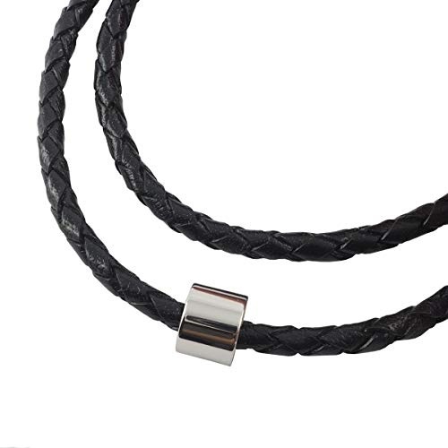 König Design Lederkette Anhänger Lederband Leder-Armband 5 mm Damen Halskette Schwarz 80 cm lang mit Karabinerverschluss geflochten