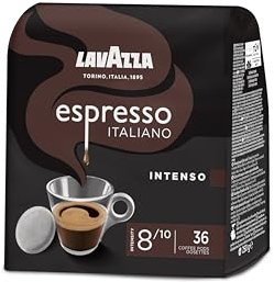 LAVAZZA - Cafe Espresso Intenso - Café Dosette - Arabica et Robusta - Café Corsé, Puissant et Intense - Lot de 10 x 36 Dosettes Souples