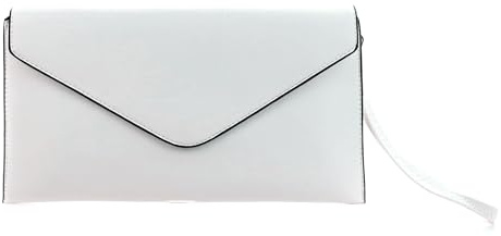 Wedmay Ladies Large Oversize Envelope Wristlet Strap Leather Evening Bag Prom Clutch Bag Purse For Women (F1460 White)