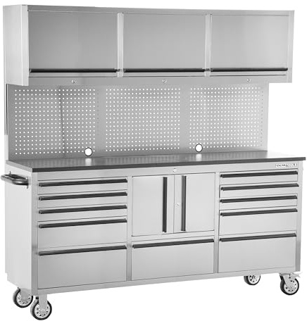 OEMTOOLS OEM24615 72 Inch 11-Drawer Garage Storage Cabinet System, Gifts for Men, Dad Gifts, Rolling Tool Chest, Mobile Workstation Tool Box with Drawers for Garage