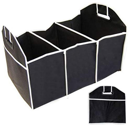O&W Security Kofferraum-Organizer faltbare Kofferraumtasche Autotasche Faltkorb schwarz mit verstärkten Griffen ABS 55 cm x 35 cm x 30 cm