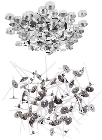 Lot de 200 récipients vides en aluminium et 200 mèches naturelles pré-cirées pour la fabrication de bougies chauffe-plat