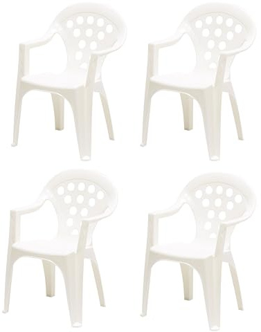 hLine Kinder Gartenstuhl Stapelsessel Sessel Stuhl für Kinder in/Out (4 Stück weiß), 868446