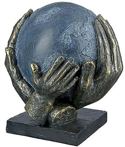 Casablanca Skulptur Save the World, Deko Figur Bronze, Grau, Kunstharz Statue Wohnzimmer, Büro Dekoration H. 19 cm x B. 18 cm - Moderne Skulpturen