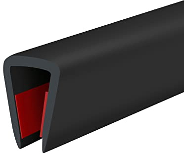 Profilo in gomma, protezione per bordi autoadesiva a forma di U, protezione flessibile per bordi di specchi, vetro e compensato, dimensioni 8 mm, lunghezza 6 m