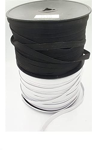 Cinta elástica trencilla mercería, calidad de mercería, goma elástica, cordón elástico, goma elástica costura y manualidades (Negro, 8 metros)