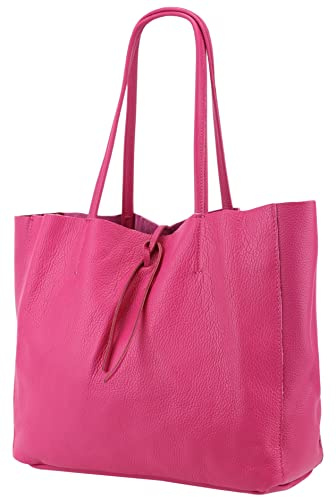 SH Leder ® Damen Echt Rindleder Shopper in Querformat mit Innentasche in vielen Farben Schultertasche Henkeltasche 30x37cm Maja G514