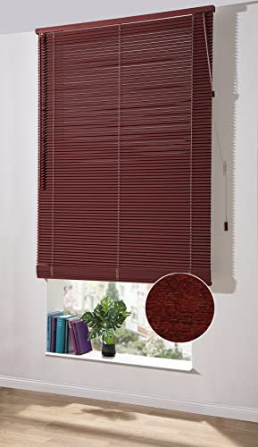 Deco Home | Holz Jalousie nach Maß, 25mm Jalousie ohne Bohren, Fenster-Sichtschutz abdunkelnd, Rollo | Holz Rot
