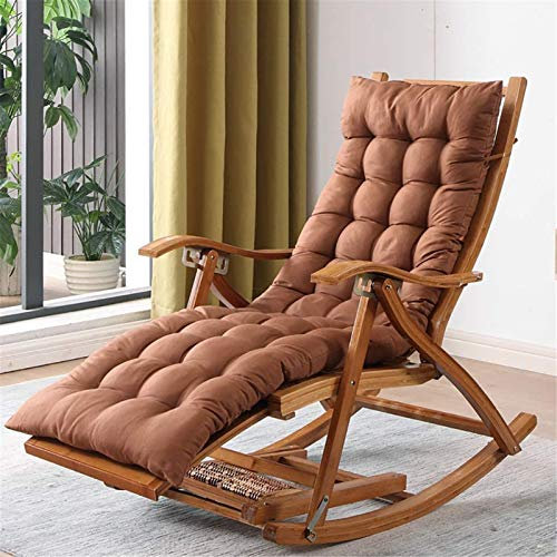 ANIFM Leichter Bambus-Schaukelstuhl, Liegestuhl für Zuhause, Erwachsene, Balkon, fauler Alter Mann, Siesta, Massivholz-Freizeitstuhl, Lounge-Stuhl-Kissen, verdickt, verlängert, zusammenklappbar,