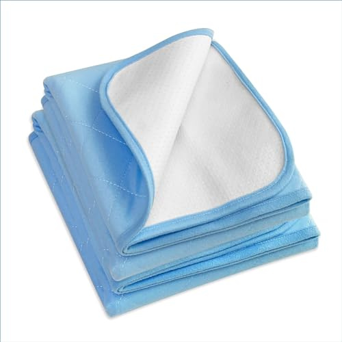 Bedecor Pack of 2 Heavy Absorbency Reusable Incontinence Bed Pads for Kids, Adults, Elderly, Pets - Kylie Sheets 70x90cm, Blue New Invention, Anti-Slip