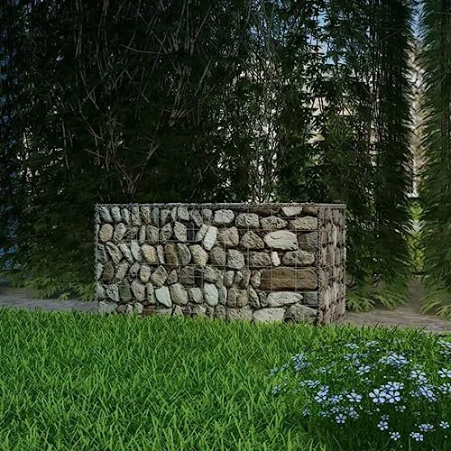 Baziroo Steinkorb Verzinkter Stahl 100x50x50 cm Silbern Gabion Stone Gabion Wall Gabion Basket Gabionenwand Garden Fence Steinkoerbe Gabionengitter Gabione Stein Wand Gabionen Sichtschutz